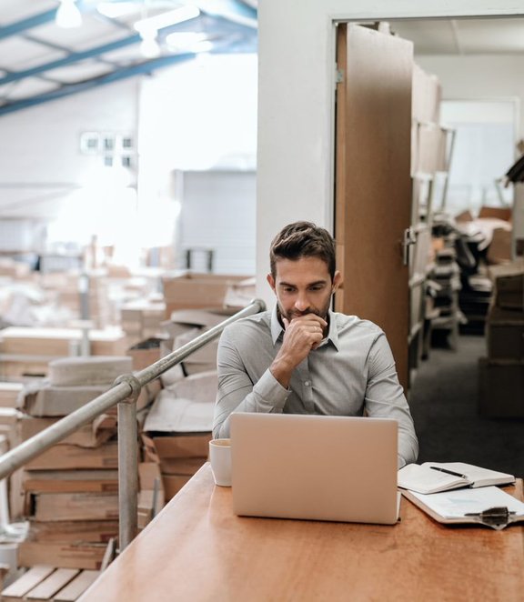 man working on a laptop