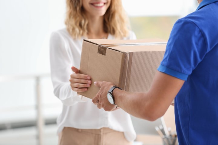 Consumer receiving parcel