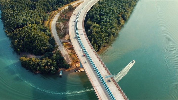 Bridge over water and forest